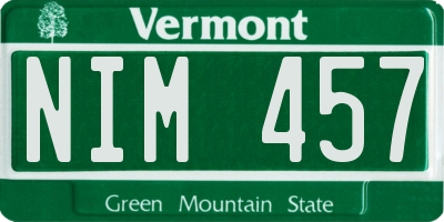 VT license plate NIM457