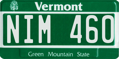 VT license plate NIM460
