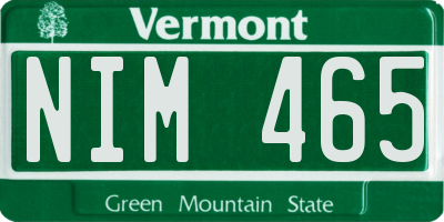 VT license plate NIM465