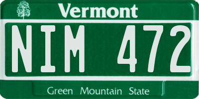 VT license plate NIM472