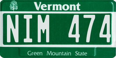 VT license plate NIM474