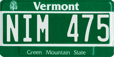 VT license plate NIM475