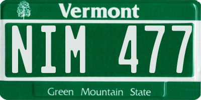 VT license plate NIM477