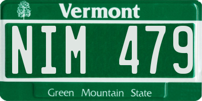 VT license plate NIM479