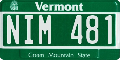 VT license plate NIM481