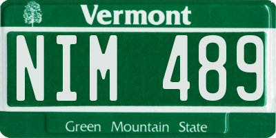 VT license plate NIM489