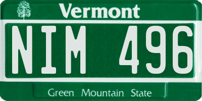 VT license plate NIM496