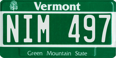 VT license plate NIM497