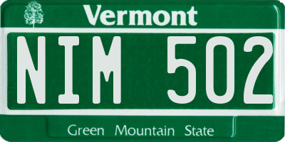 VT license plate NIM502