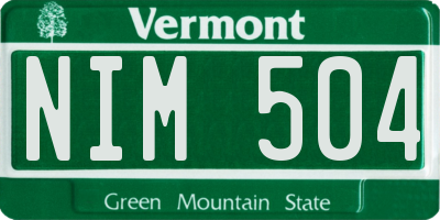 VT license plate NIM504