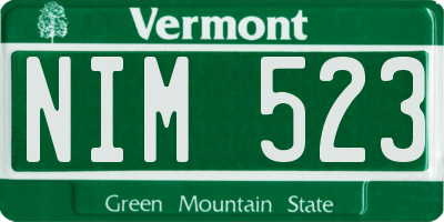 VT license plate NIM523
