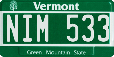 VT license plate NIM533