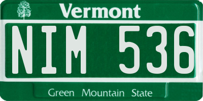 VT license plate NIM536