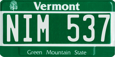VT license plate NIM537
