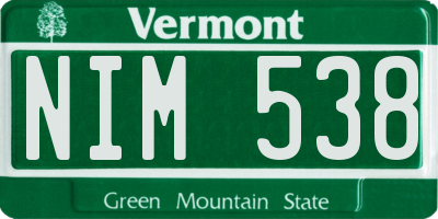 VT license plate NIM538
