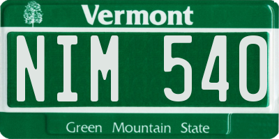 VT license plate NIM540