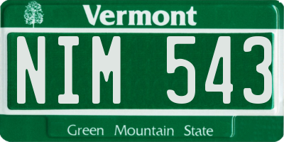 VT license plate NIM543