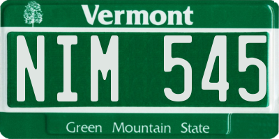 VT license plate NIM545