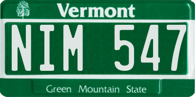 VT license plate NIM547