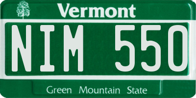 VT license plate NIM550
