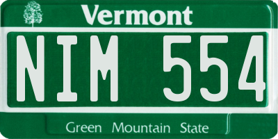 VT license plate NIM554