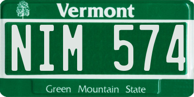 VT license plate NIM574