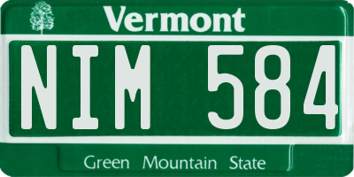 VT license plate NIM584