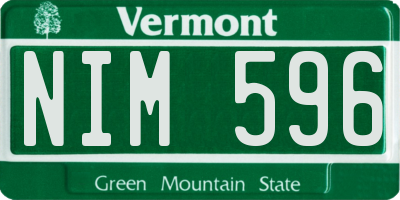 VT license plate NIM596