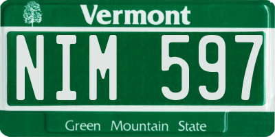 VT license plate NIM597
