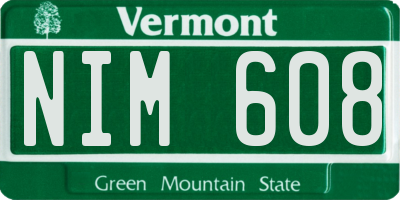 VT license plate NIM608