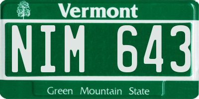 VT license plate NIM643