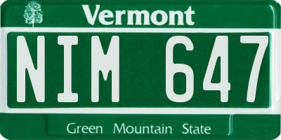 VT license plate NIM647