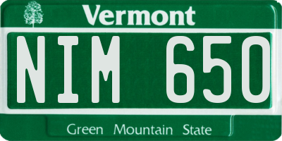 VT license plate NIM650