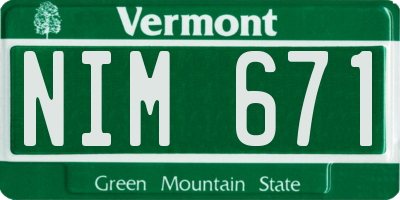 VT license plate NIM671