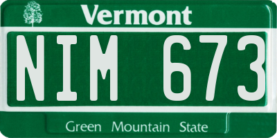 VT license plate NIM673