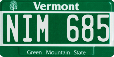 VT license plate NIM685