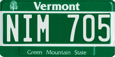 VT license plate NIM705