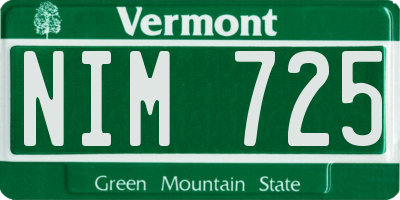 VT license plate NIM725