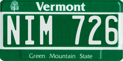 VT license plate NIM726