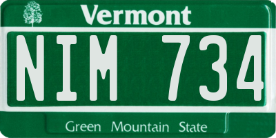 VT license plate NIM734