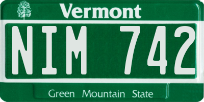 VT license plate NIM742