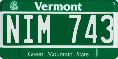 VT license plate NIM743