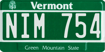 VT license plate NIM754