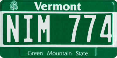 VT license plate NIM774