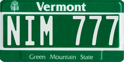 VT license plate NIM777