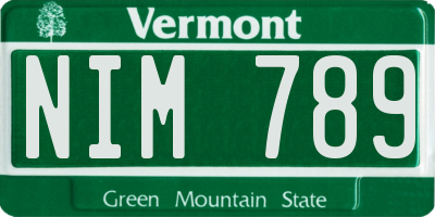 VT license plate NIM789