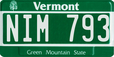 VT license plate NIM793