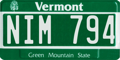 VT license plate NIM794