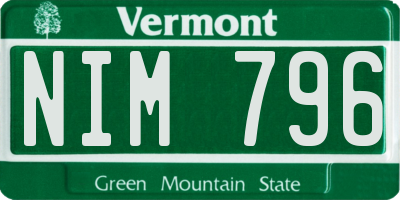 VT license plate NIM796