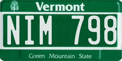 VT license plate NIM798